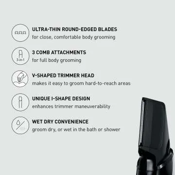 Panasonic Body Hair Trimmer - Waterproof, V-Shaped Head