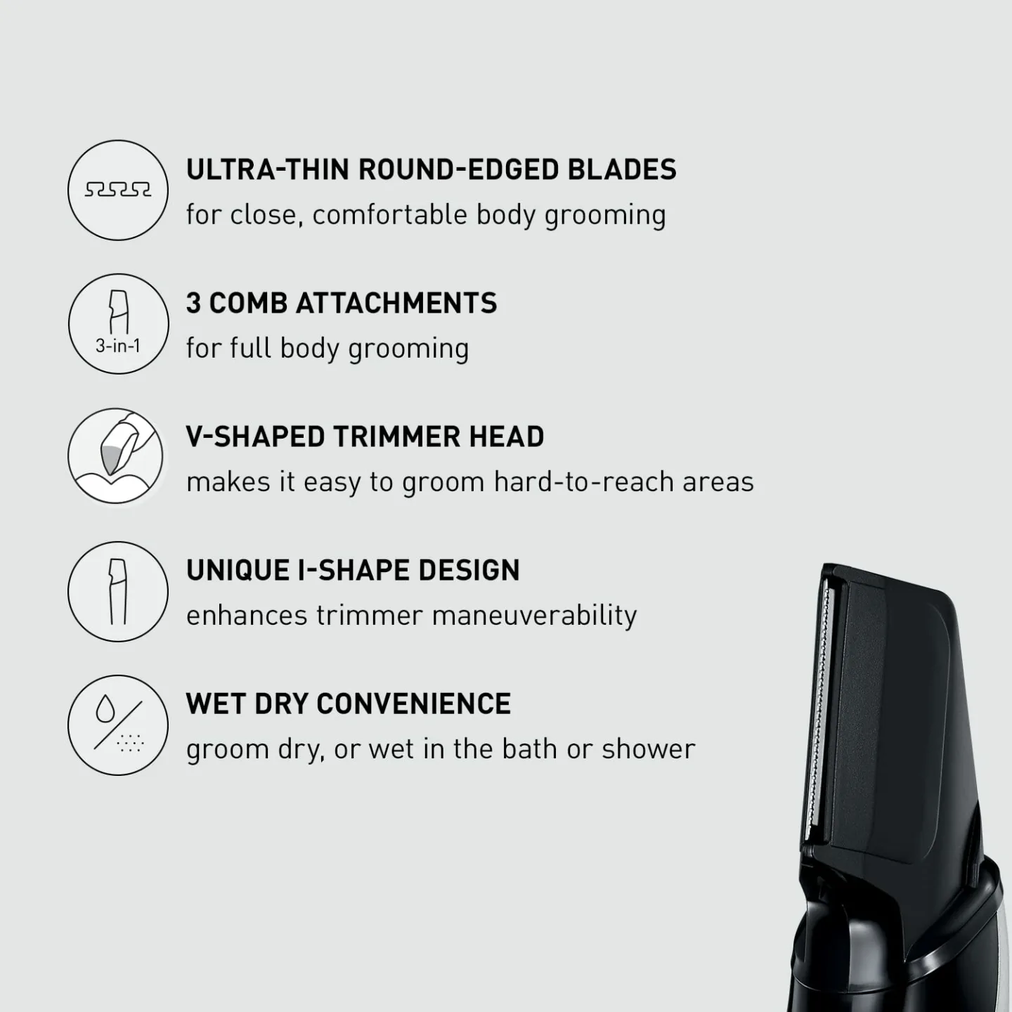 Panasonic Body Hair Trimmer - Waterproof, V-Shaped Head