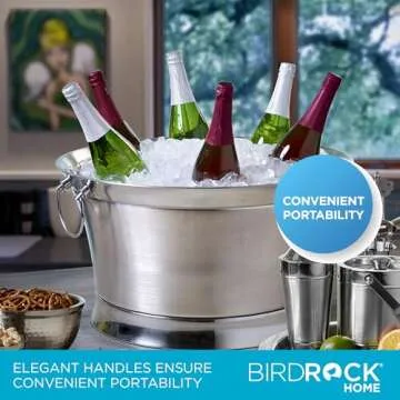 BIRDROCK HOME Double Wall Beverage Tub - Stainless Steel Ice Bucket, Metal Drink Cooler with Handles, for Parties & Events, Decorative Beverage Chiller - Large