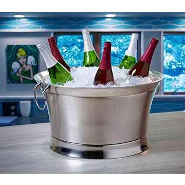 BIRDROCK HOME Double Wall Beverage Tub - Stainless Steel Ice Bucket, Metal Drink Cooler with Handles, for Parties & Events, Decorative Beverage Chiller - Large