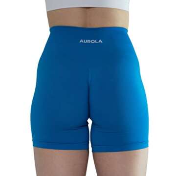 AUROLA Intensify Workout Shorts for Women Seamless Scrunch Short Gym Yoga Running Sport Active Exercise Fitness Shorts(S,Diva Blue)