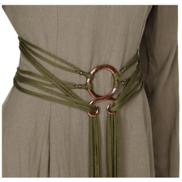 L'VOW Long Rope Ring Knotted Belt - Norse Witch Viking Costume (Army Green)