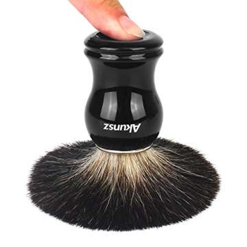 Pure Badger Hair Shaving Brush, AKUNSZ Shaving Kit for Men: Black Handle Shaving Brush for Men + 3.2" Stainless Steel Shaving Bowl + Shaving Brush Stand - Shave Brush and Bowl Set
