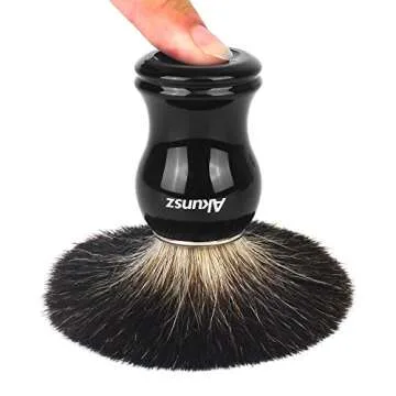 Pure Badger Hair Shaving Brush, AKUNSZ Shaving Kit for Men: Black Handle Shaving Brush for Men + 3.2" Stainless Steel Shaving Bowl + Shaving Brush Stand - Shave Brush and Bowl Set