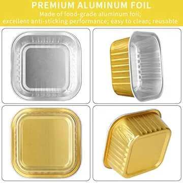 Aluminum Foil Mini Square Baking Cups for Individual Desserts