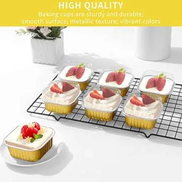 Aluminum Foil Mini Square Baking Cups for Individual Desserts