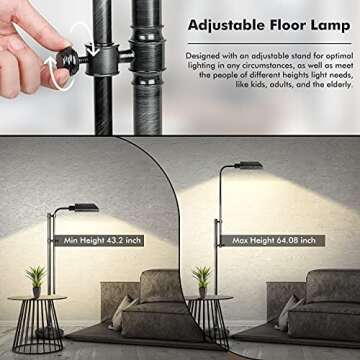 Stylish Industrial Floor Lamp with Adjustable Height 360°