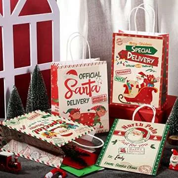 Festive Zonon Christmas Goodie Bags - 24 Pack Durable Design