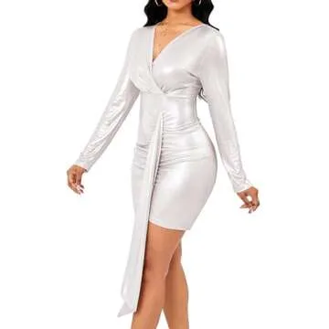 Yiershu Sexy V Neck Dresses For Women Dress Bodycon Long Sleeve Ruched Mini Dresses Pencil Clubwear Belt For Evening Party