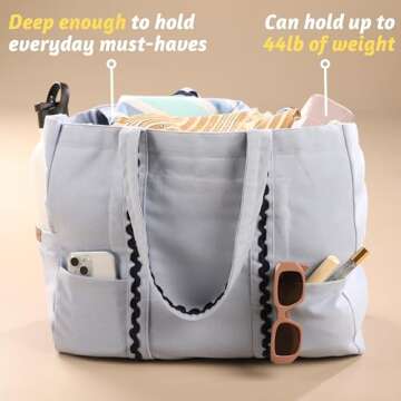 Folkulture Women's Tote Bag, Carry-On with Zipper | Overnight Weekender Bag - 17.5"x15"