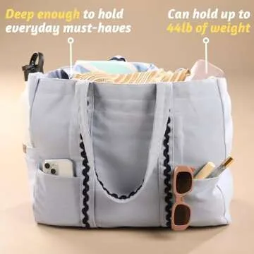 Folkulture Women's Tote Bag, Carry-On with Zipper | Overnight Weekender Bag - 17.5"x15"