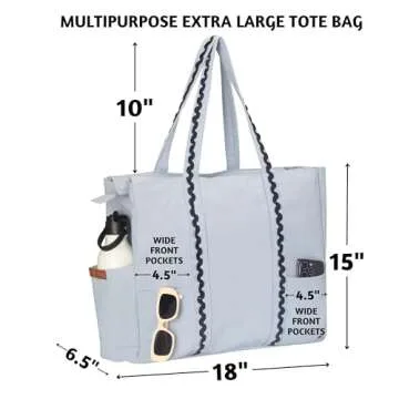 Folkulture Women's Tote Bag, Carry-On with Zipper | Overnight Weekender Bag - 17.5"x15"