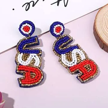 Handmade American Flag Patriotic Earrings for Women