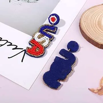 Handmade American Flag Patriotic Earrings for Women