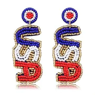Handmade American Flag Patriotic Earrings for Women
