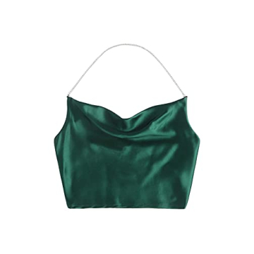 Chic SheIn Satin Halter Neck Draped Cami Top Online