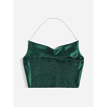 Chic SheIn Satin Halter Neck Draped Cami Top Online