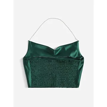 Chic SheIn Satin Halter Neck Draped Cami Top Online