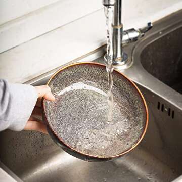 KYBSCZ 30oz Pasta bowls set - 8" serving bowls - salad bowls set of 4 - Large ceramic bowls - Dinner bowls- Microwave safe bowls