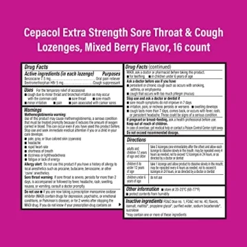 Cepacol Maximum Strength Throat and Cough Drop Lozenges, Mixed Berry, 16 Count