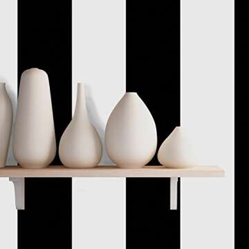 Tempaper Black & White Stripe Removable Peel and Stick Wallpaper, 20.5 in X 16.5 ft, Made in the USA