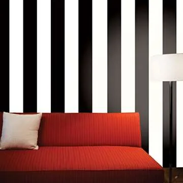 Tempaper Black & White Stripe Removable Peel and Stick Wallpaper, 20.5 in X 16.5 ft, Made in the USA