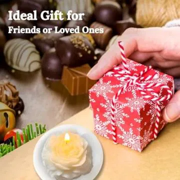 White Peony Flower Shape Candles for Women Friends Colleague Classmates Gift, 3 Inch Pastel Aesthetic Scented Candle with English Pears & Freesia Scent