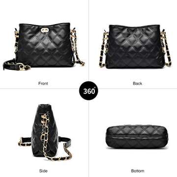 PoshBag Crossbody Bags for Women Small Leather Designer Clutch Purse Shoulder Bag Cute Wallet for Travel, Daily and Work(Black)