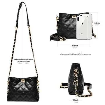 PoshBag Crossbody Bags for Women Small Leather Designer Clutch Purse Shoulder Bag Cute Wallet for Travel, Daily and Work(Black)