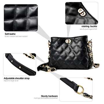 PoshBag Crossbody Bags for Women Small Leather Designer Clutch Purse Shoulder Bag Cute Wallet for Travel, Daily and Work(Black)