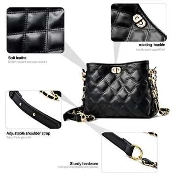 PoshBag Crossbody Bags for Women Small Leather Designer Clutch Purse Shoulder Bag Cute Wallet for Travel, Daily and Work(Black)