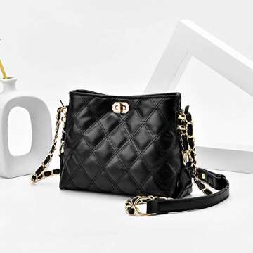 PoshBag Crossbody Bags for Women Small Leather Designer Clutch Purse Shoulder Bag Cute Wallet for Travel, Daily and Work(Black)
