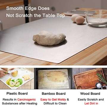 LandHope Large Cutting Board 304 Stainless Steel Cutting Board Metal Baking Mat Non Stick Thick Board Cutting Fruit Vegetable Meat Kneading Rolling Bread Pizza Biscuits Dough Sturdy Kitchen