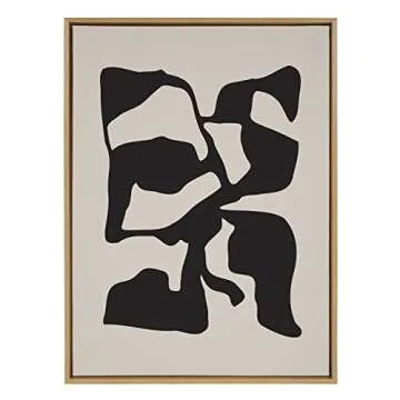 Kate and Laurel Sylvie Distorted Shapes of Black and Tan Framed Canvas Wall Art by The Creative Bunc...
