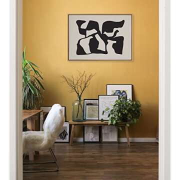 Kate and Laurel Sylvie Distorted Shapes of Black and Tan Framed Canvas Wall Art by The Creative Bunch Studio, 28x38 Natural, Contemporary Abstract Bold Art for Wall