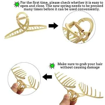 Claw No Slip Hair Clamps - 3 Stylish Metal Clips for Women