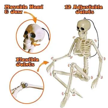 Breesky 5 Packs Halloween Skeleton Decorations,16" Full Body Posable Joints Skeletons for Halloween Decorations, Indoor and Outdoor Horror Atmosphere Decorations