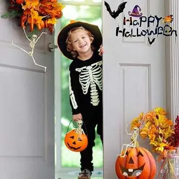 Breesky 5 Packs Halloween Skeleton Decorations,16" Full Body Posable Joints Skeletons for Halloween Decorations, Indoor and Outdoor Horror Atmosphere Decorations