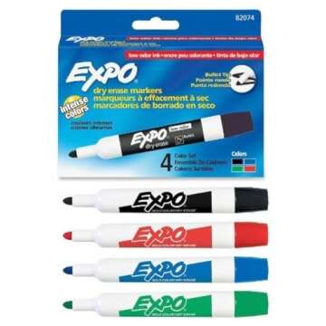 Expo Low-Odor Dry Erase Markers, Bullet Tip, Assorted Colors, 2 Packs