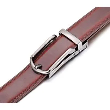 Marino's Mens Genuine Leather Ratchet Dress Belt with Open Linxx Buckle - Ballast - Mahogany - Adjustable from 38" to 54" Waist