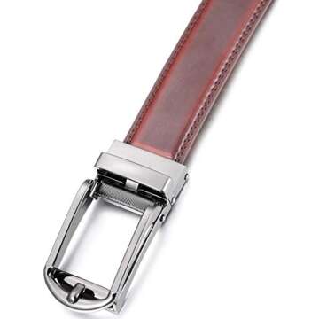 Marino's Mens Genuine Leather Ratchet Dress Belt with Open Linxx Buckle - Ballast - Mahogany - Adjustable from 38" to 54" Waist