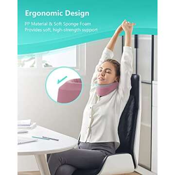 Neck Brace Cervical Collar for Sleeping Pink(10.6-12.6 inch)