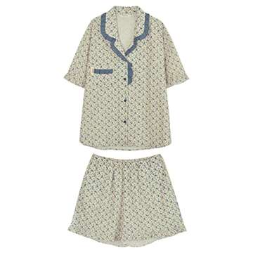 ULLALA Pajamas for women Harper Short sleeve Pair 100% Cotton 40's Plain weave Cream