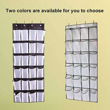 Tebery Over The Door 24 Mesh Pocket Minimalist White Shoe Organizer
