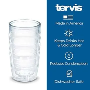 Tervis Made in USA Double Walled Dinosaurs Insulated Plastic Tumbler Cup Keeps Drinks Cold & Hot, 10oz Wavy - Blue Lid, Clear