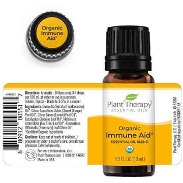 Plant Therapy Organic Immune Aid Essential Oil Blend 10 mL (1/3 oz) 100% Pure, Undiluted, Therapeutic Grade