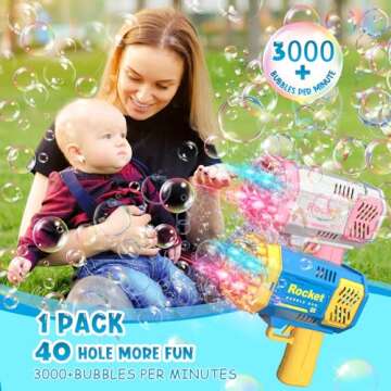 Bubble Machine Gun Mini Bubble Gun for Toddlers, Bubble Maker Blower Toys with Lights,4000+ Bubbles ...