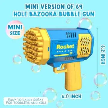 Bubble Machine Gun Mini Bubble Gun for Toddlers, Bubble Maker Blower Toys with Lights,4000+ Bubbles Per Minute for Boys Girls Toddlers Outdoor Indoor Birthday Wedding Party (Blue) (Blue)
