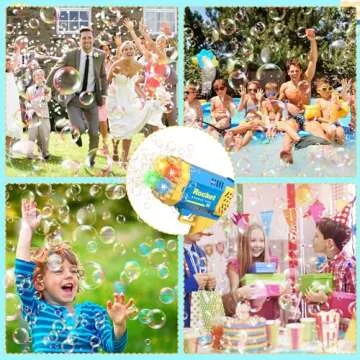 Bubble Machine Gun Mini Bubble Gun for Toddlers, Bubble Maker Blower Toys with Lights,4000+ Bubbles Per Minute for Boys Girls Toddlers Outdoor Indoor Birthday Wedding Party (Blue) (Blue)