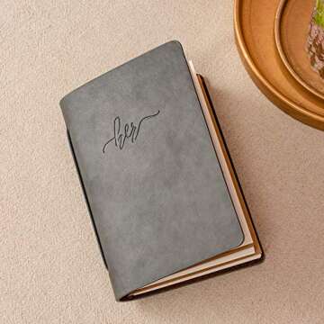 Calculs Handcrafted Wedding Vow Books Set of 2 Grey Authentic Cowhide Cover with His and Her Stamping